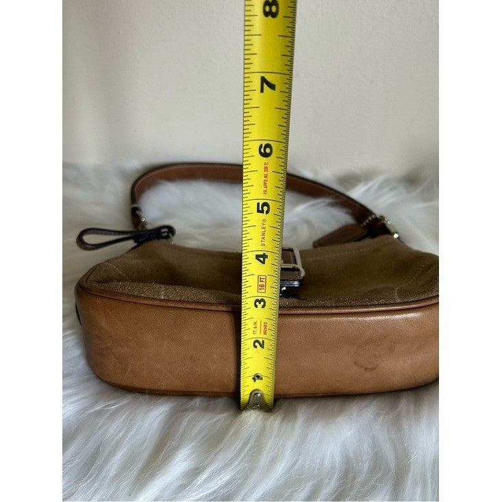 Coach Soho Hamptons Demi Camel Tan Suede Buckle Shoulder Bag 7558 Good