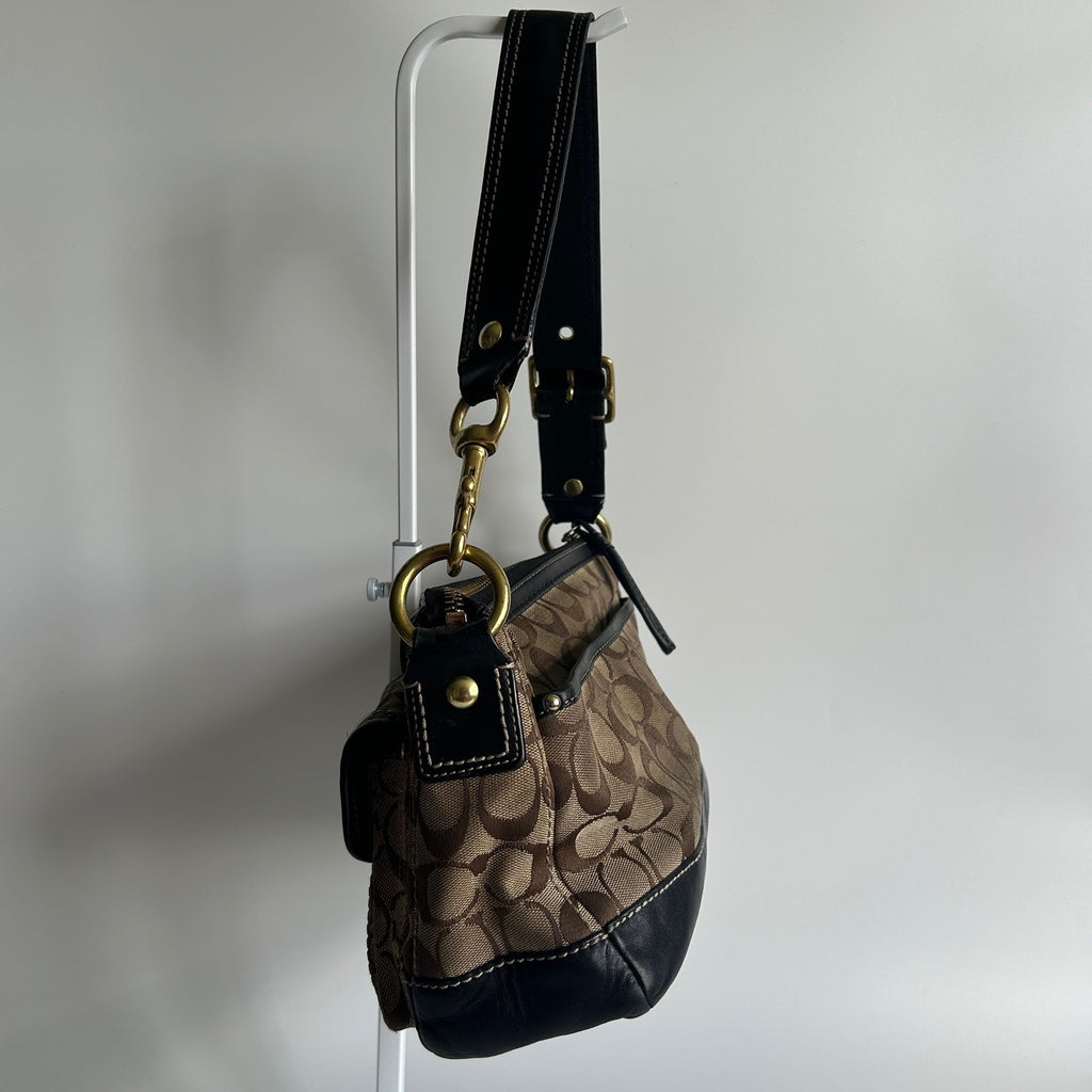 Coach Legacy Signature Brown Canvas Leather Shoulder Bag F12869 Fair