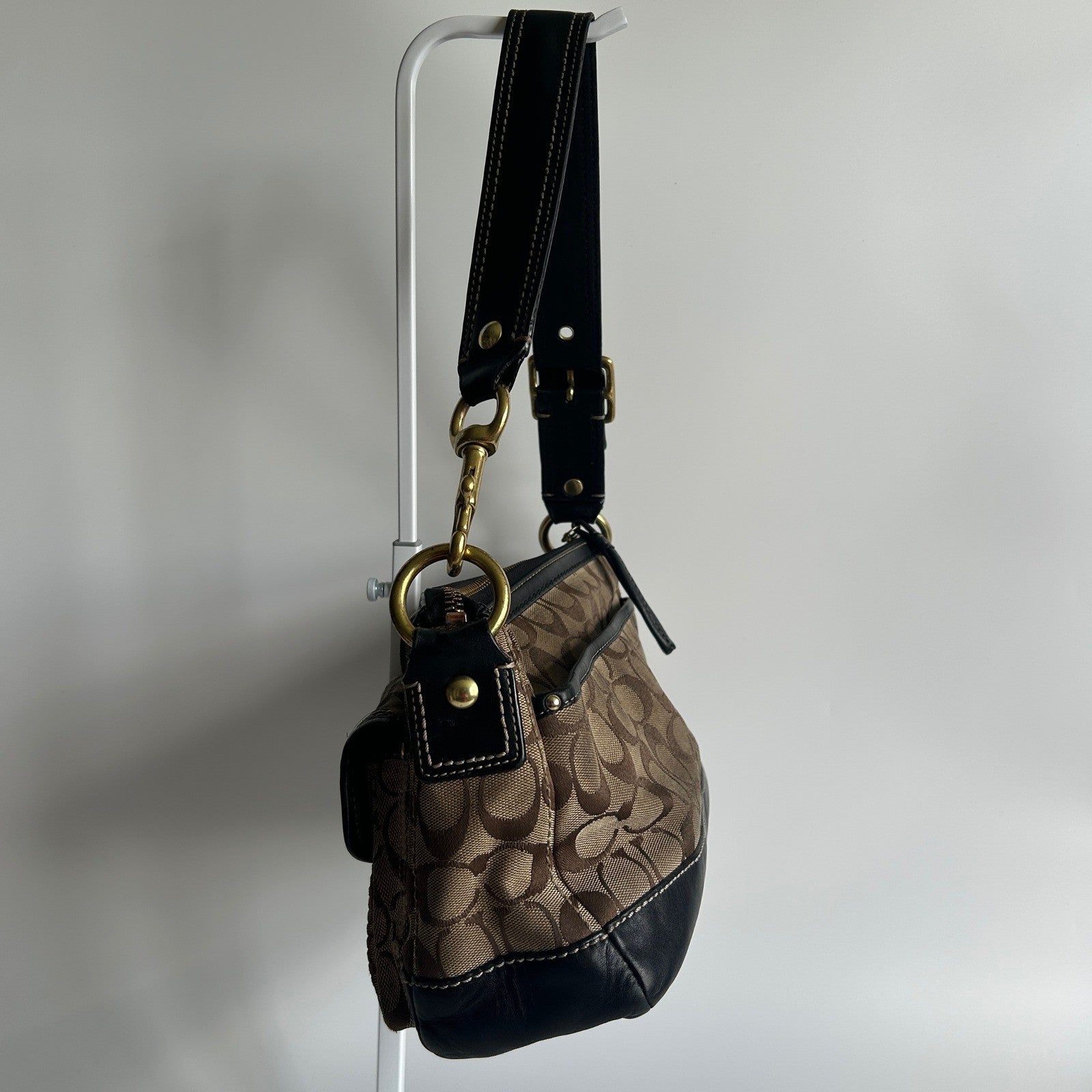 Coach Legacy Signature Brown Canvas Leather Shoulder Bag F12869 Fair
