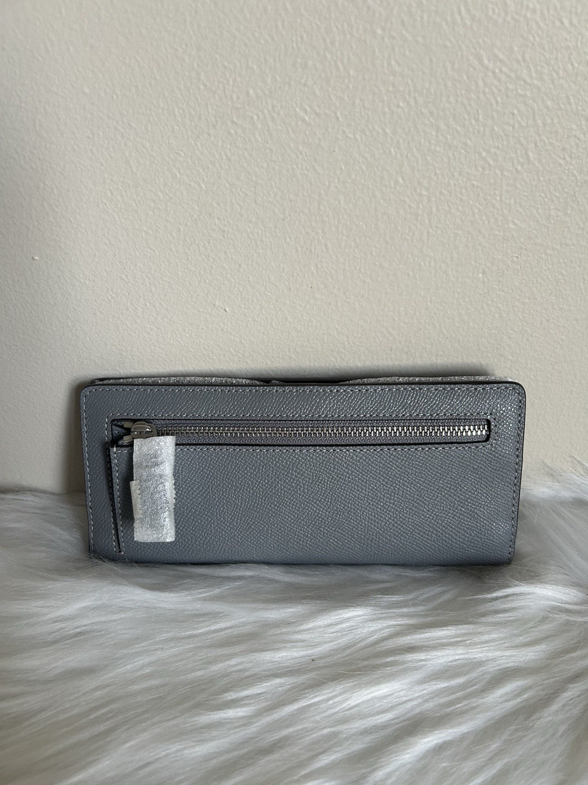 Coach Slim Wallet Granite Grey Crossgrain Leather New