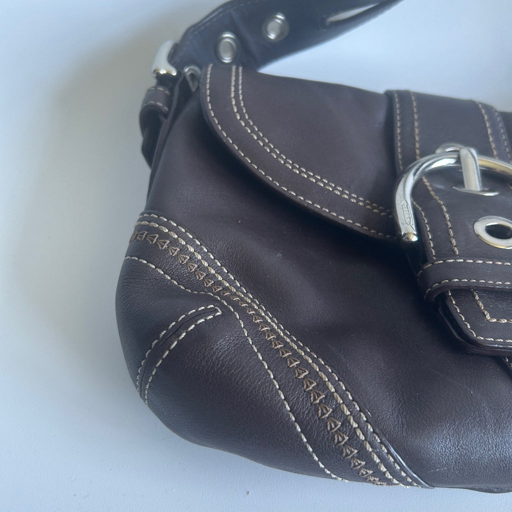 Coach Soho Chocolate Brown Pebbled Leather Shoulder Bag Excellent