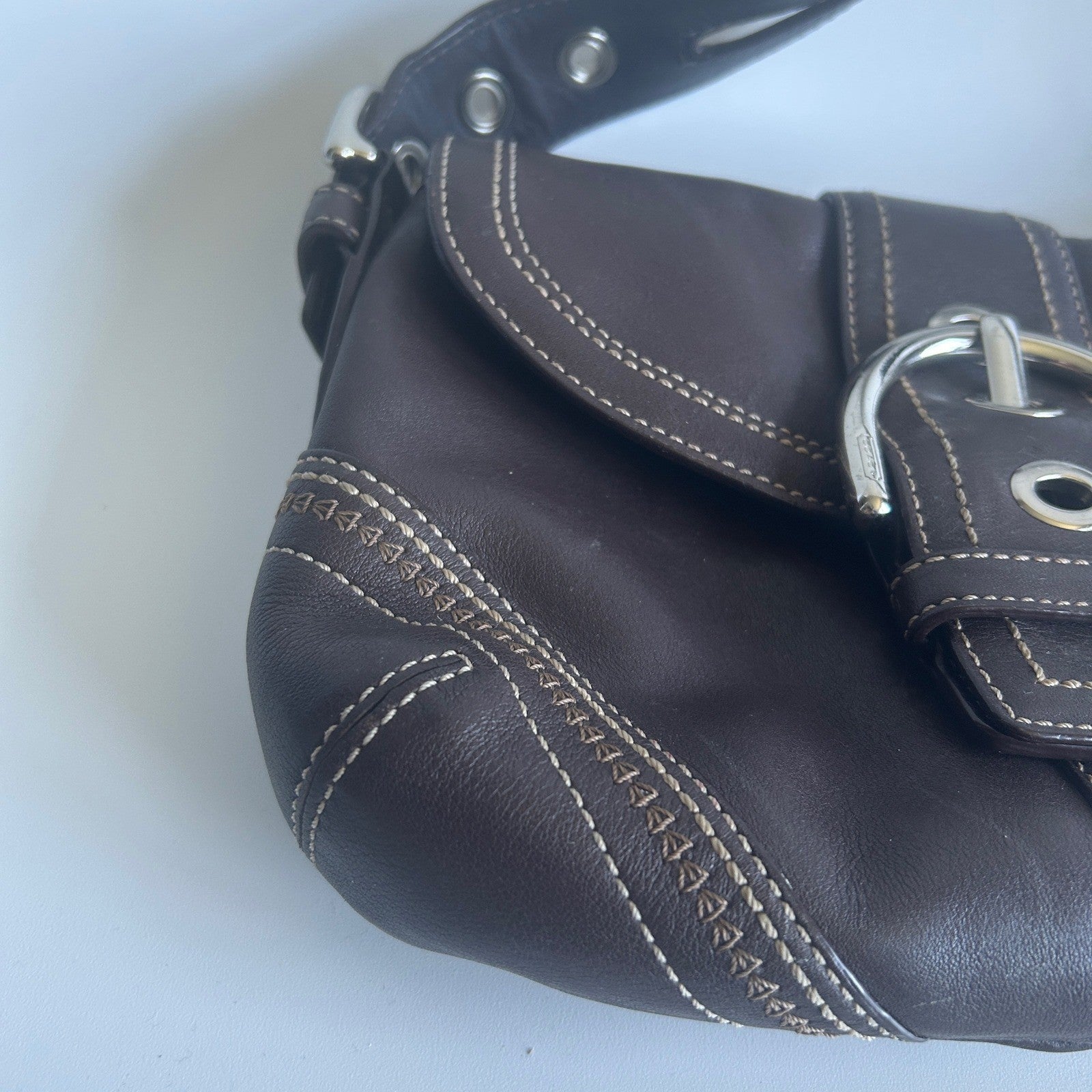 Coach Soho Chocolate Brown Pebbled Leather Shoulder Bag Excellent