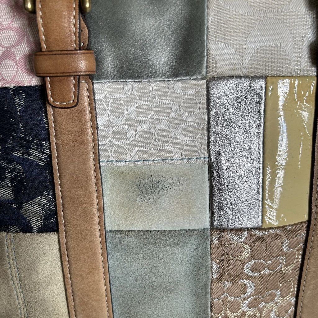 Coach Holiday Patchwork Multi Mixed Leather Tote Bag B06Q-10001 Good