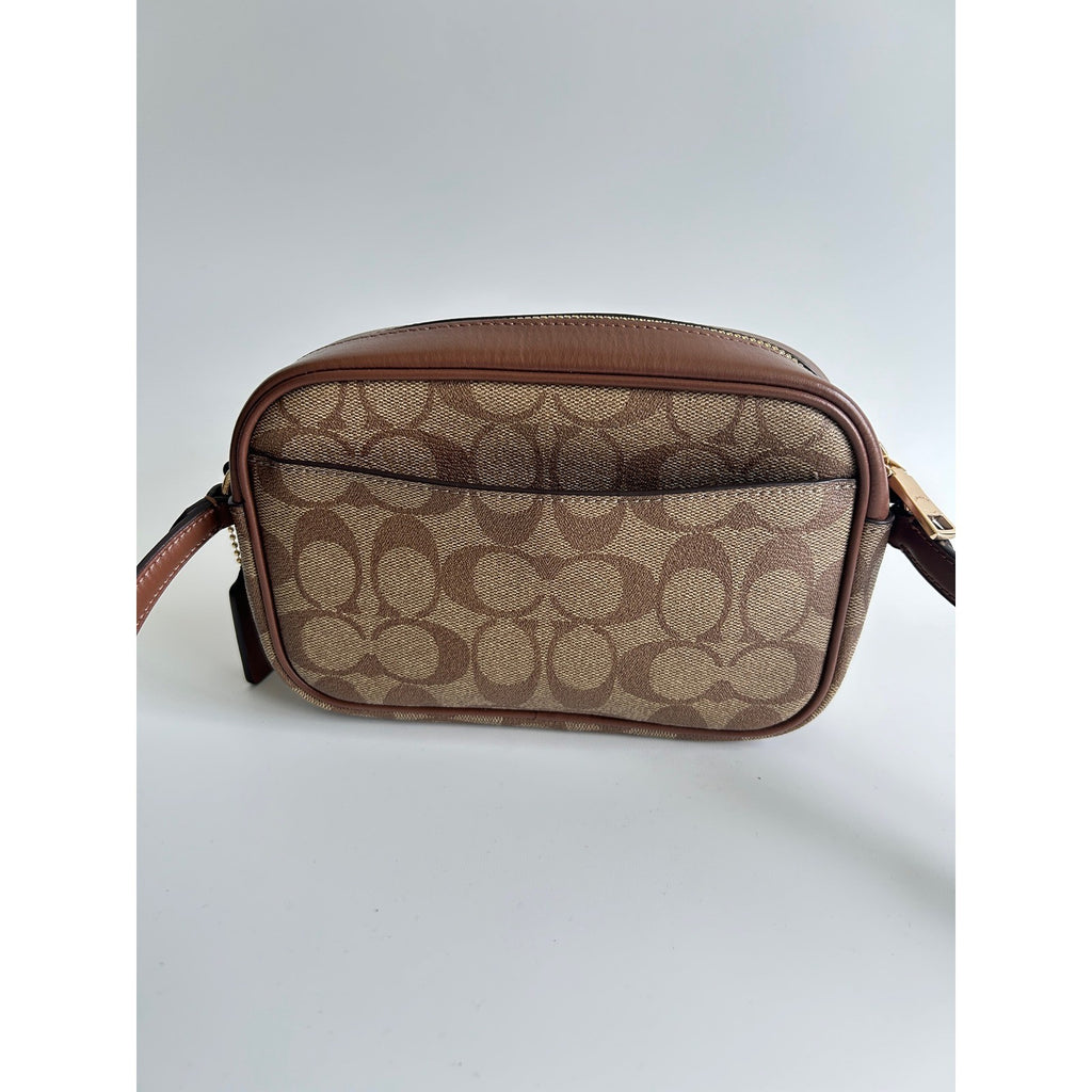 Coach Mini Jamie Camera Bag Brown Signature Canvas Crossbody Excellent
