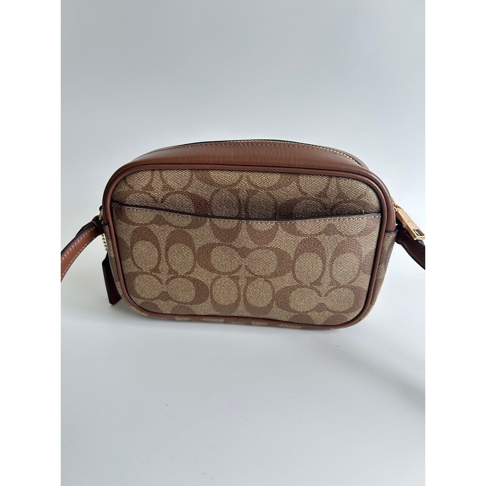 Coach Mini Jamie Camera Bag Brown Signature Canvas Crossbody Excellent