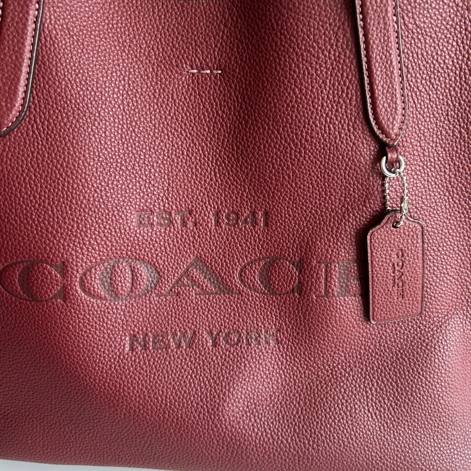 Coach Cameron Burgundy Pebbled Leather Tote Bag CC050 Excellent
