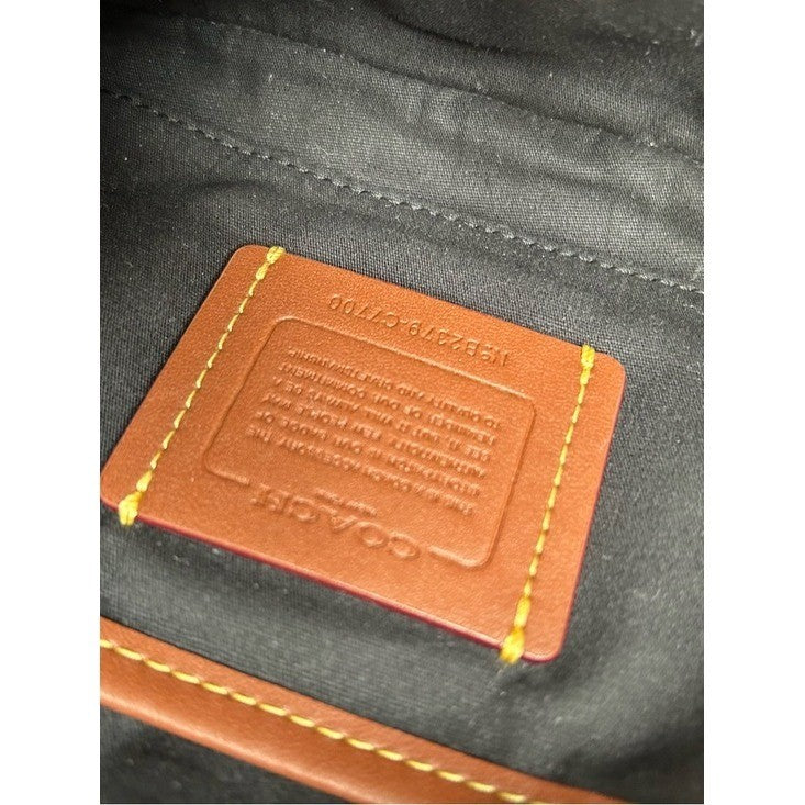 Coach Warren Belt Bag Signature Canvas Black Pebble Leather Brown C7703