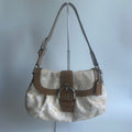 Coach Soho Signature Cream Tan Jacquard Leather Shoulder Bag GOOD