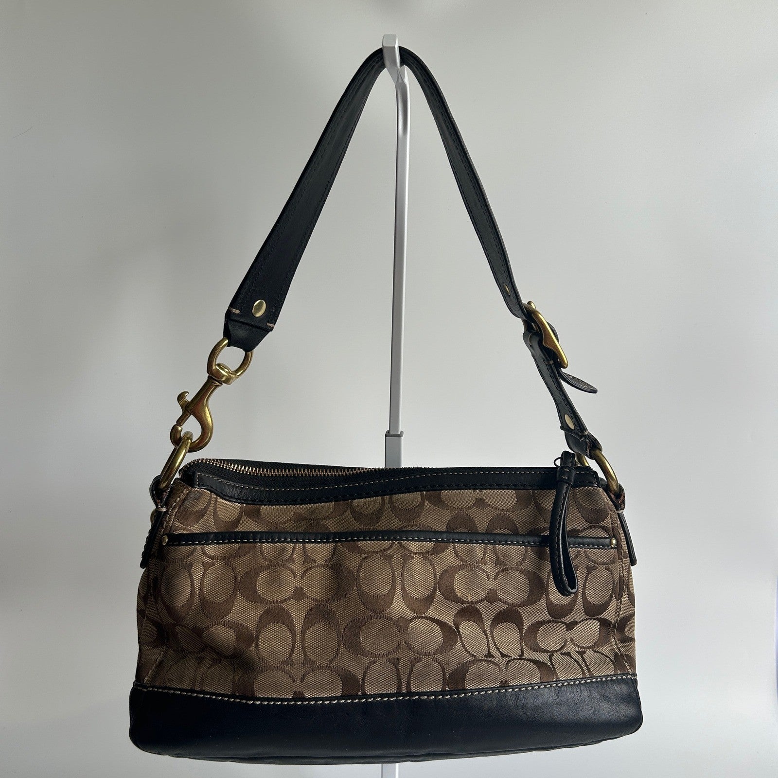 Coach Legacy Signature Brown Canvas Leather Shoulder Bag F12869 Fair