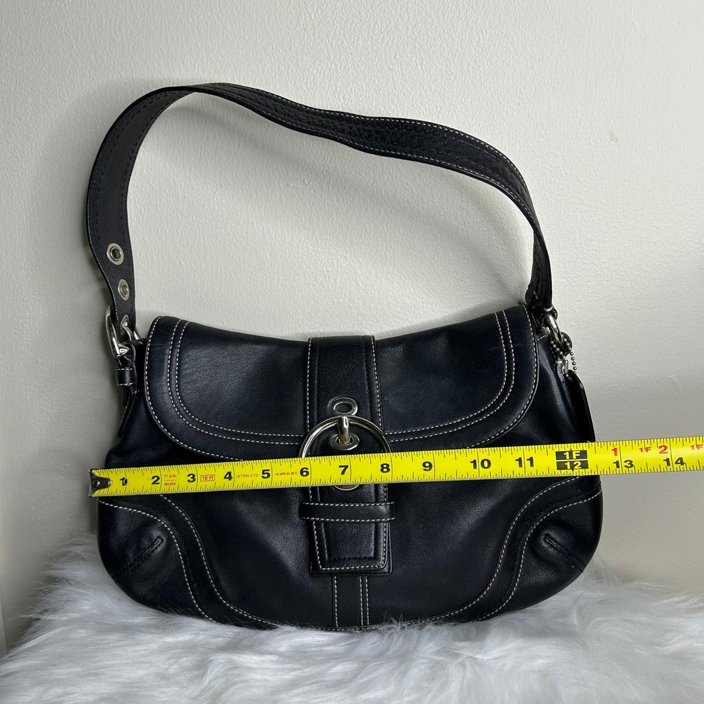 Coach Soho Black Leather Flap Shoulder Bag Good