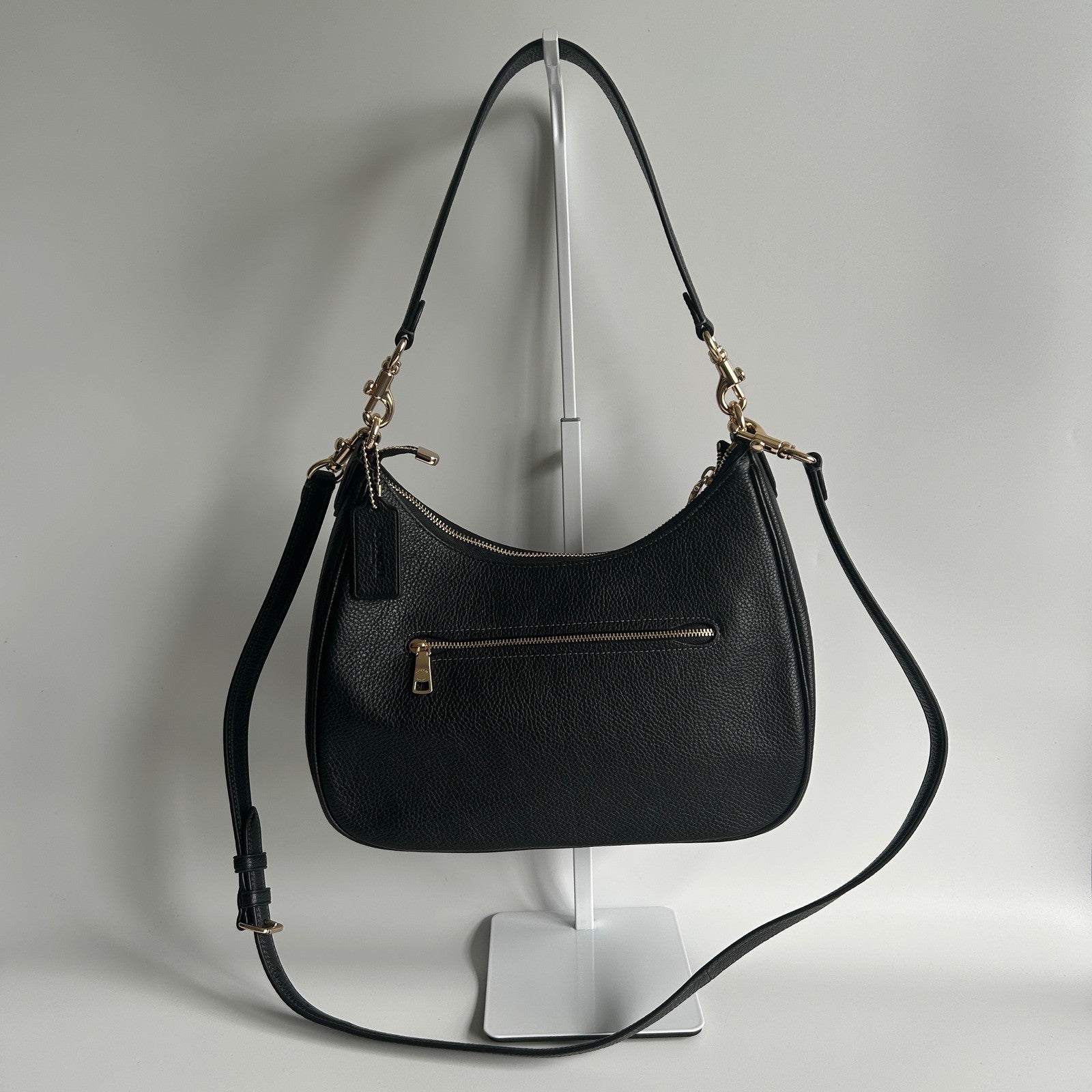 Coach Teri Hobo Black Pebbled Leather Shoulder Bag Excellent