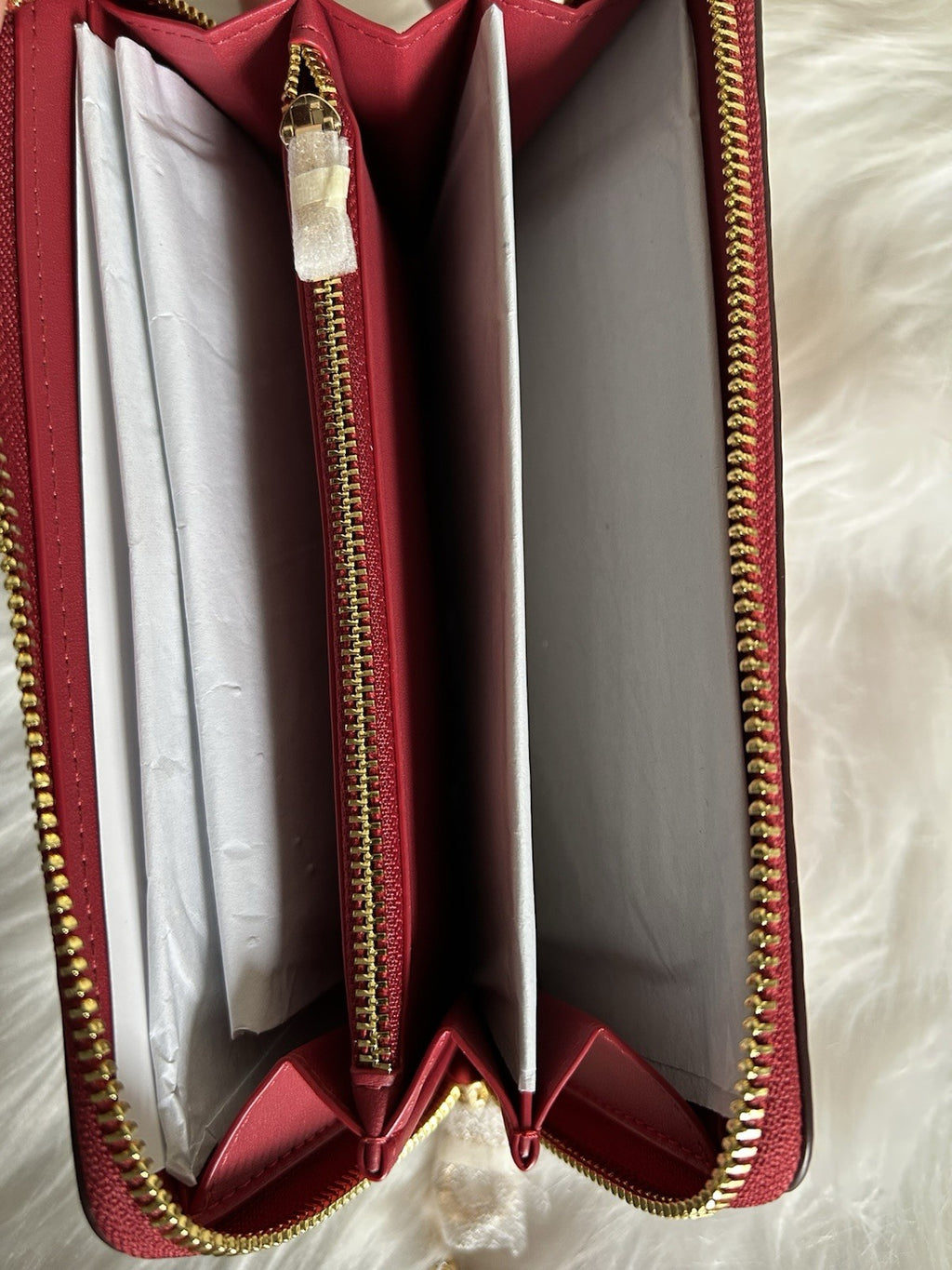 NWT Coach Long Zip Around Pebble Leather Wallet True Red
