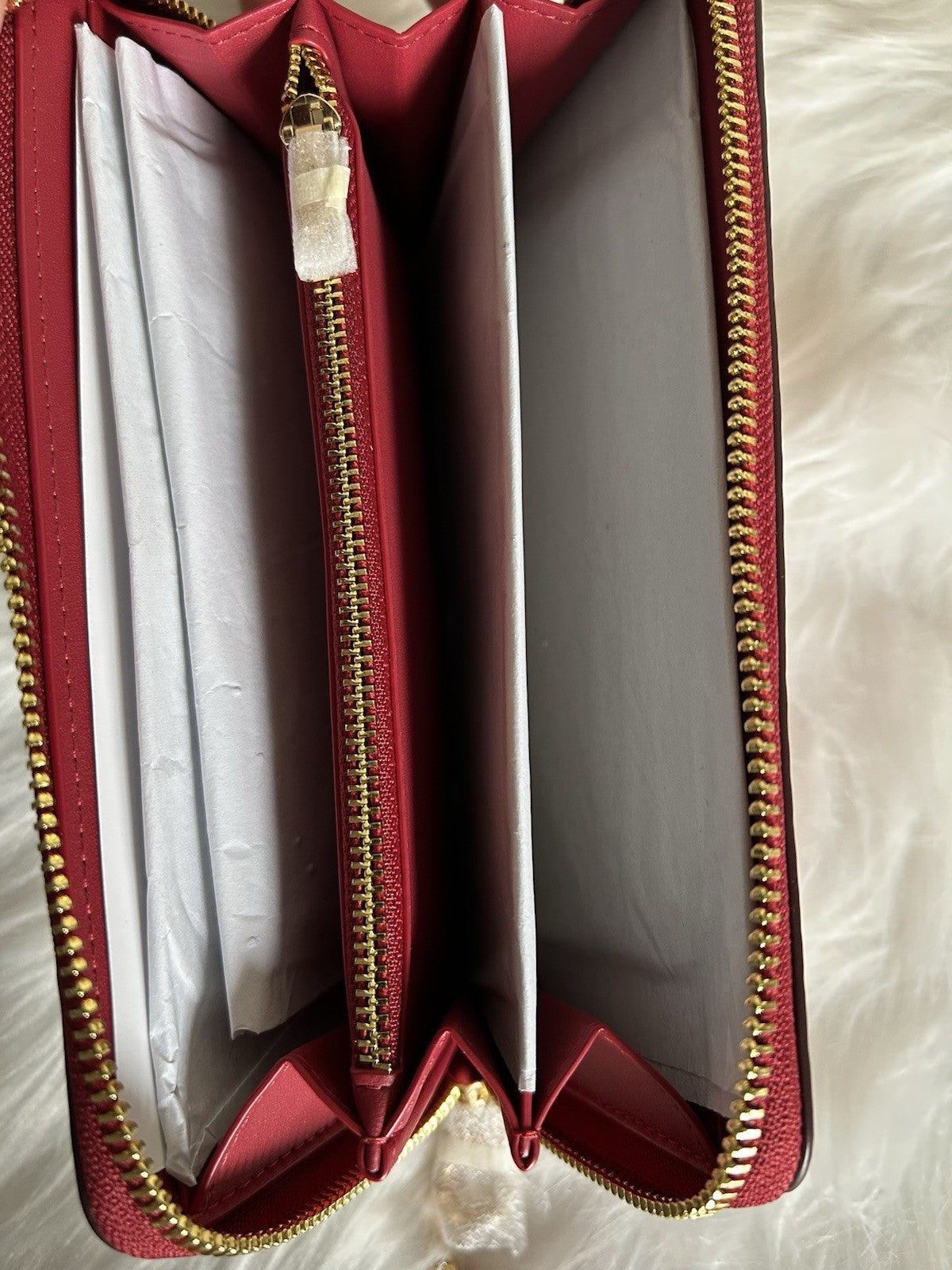 NWT Coach Long Zip Around Pebble Leather Wallet True Red