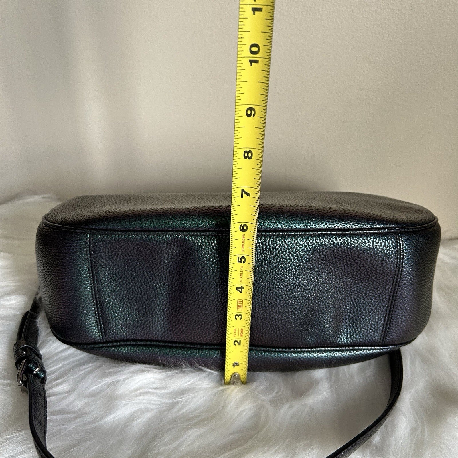 Coach Harley Iridescent Green Purple Pebbled Leather Shoulder Bag Excellent