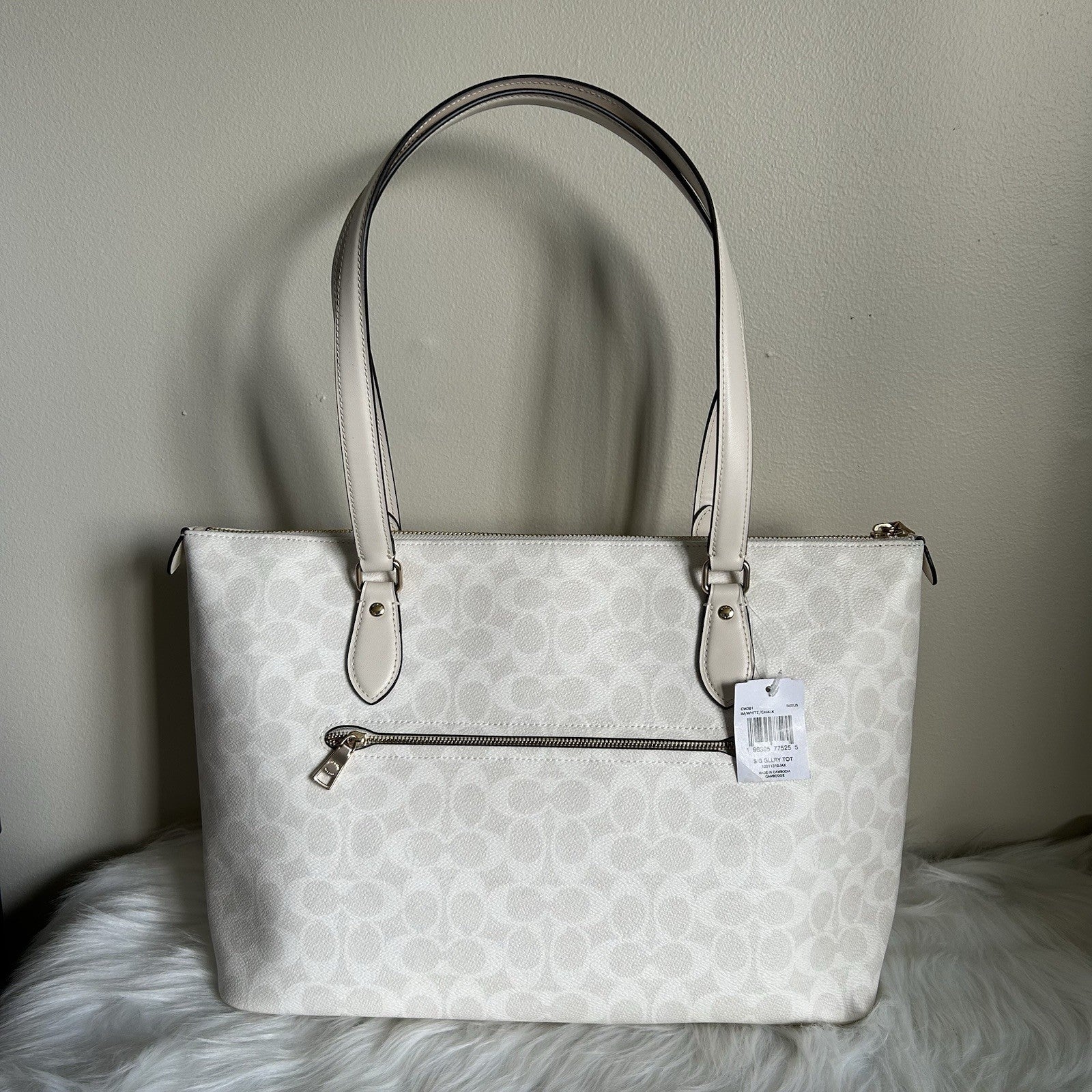 Coach Gallery Tote Chalk White Signature Canvas Leather Bag NEW
