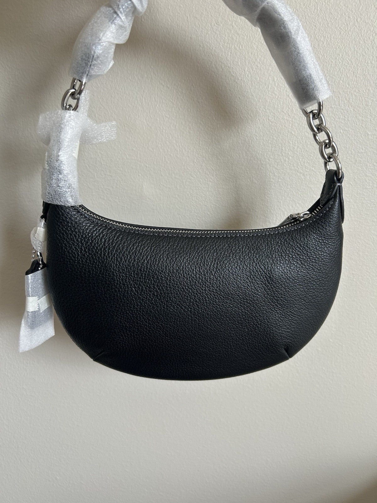 NWT Coach Mini Payton Bag Pebble Leather Silver/Black