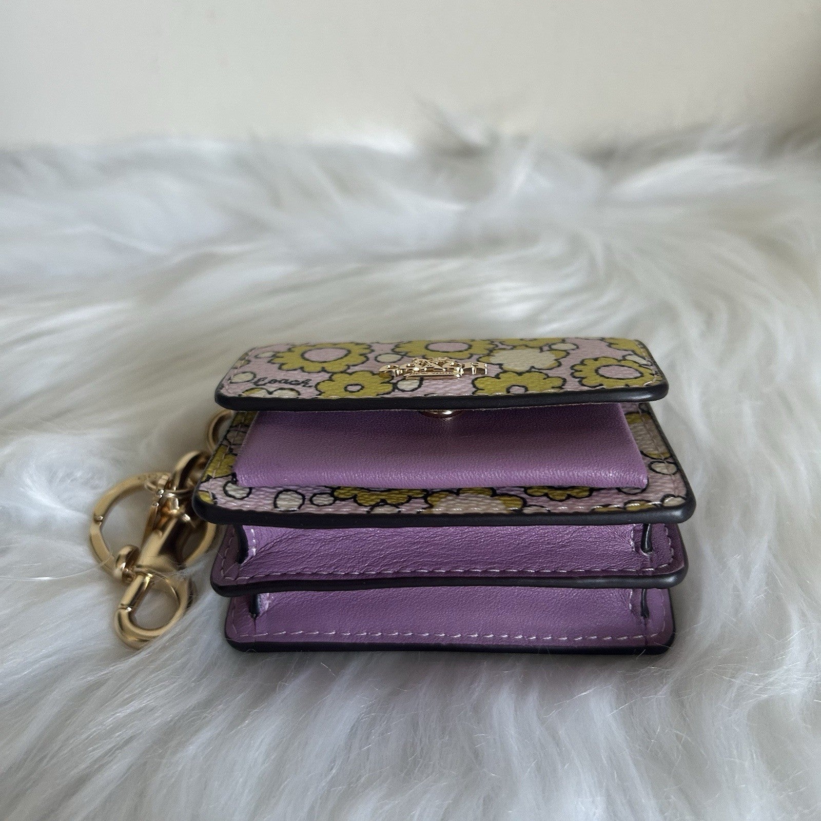 Coach Mini Klare Lilac Multi Floral Leather Bag Charm NWT CBL32