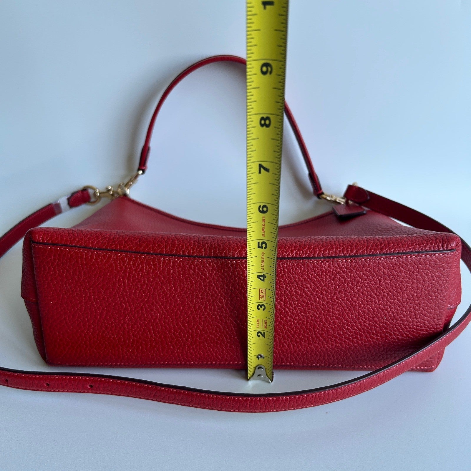 Coach Laurel Red Pebbled Leather Shoulder Bag CR148 Excellent