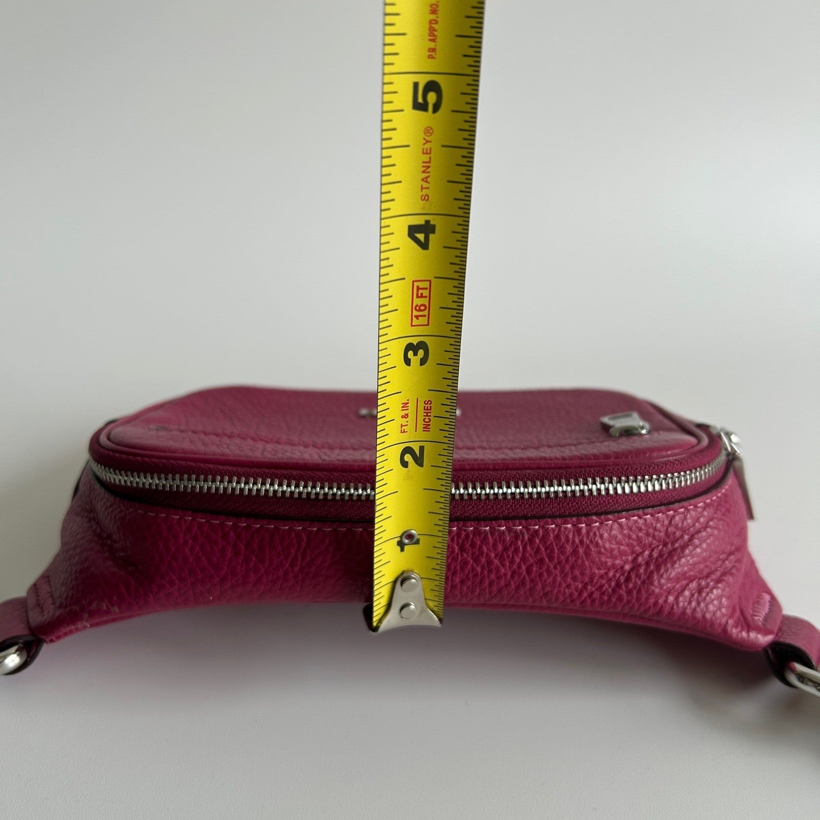 Coach Elias Mini Belt Bag Magenta Pebbled Leather Fanny Pack Good Condition