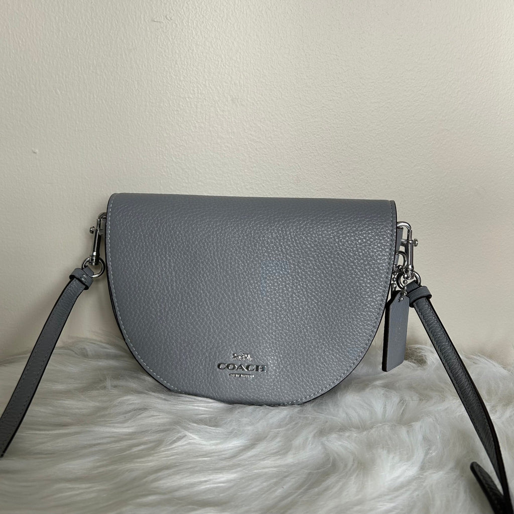 Coach Ellen Grey Pebbled Leather Crossbody Bag Excellent