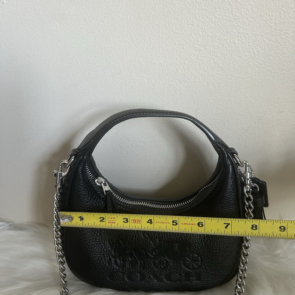 Coach Carmen Black Pebbled Leather Shoulder Bag Excellent
