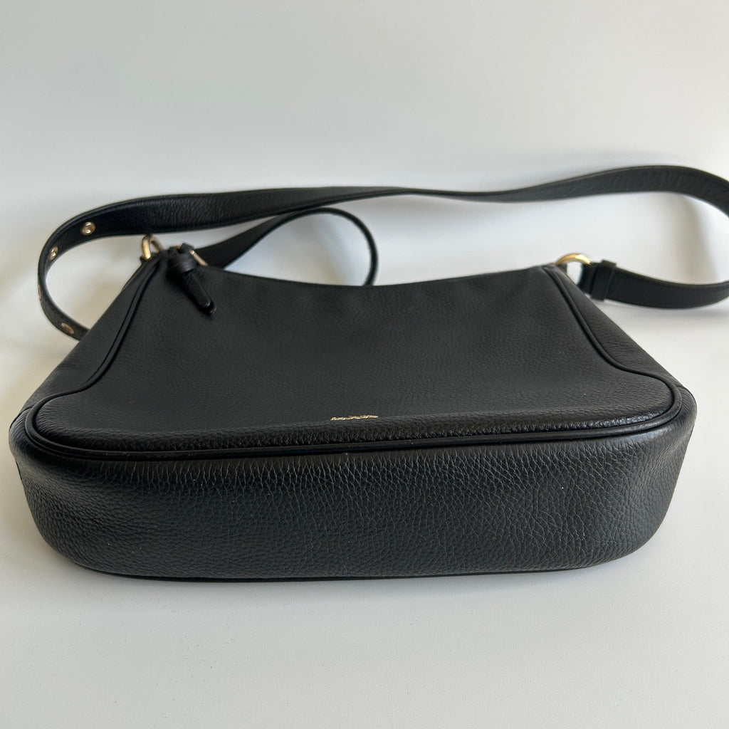 Coach Ellie File Bag Black Refined Pebble Leather Crossbody Excellent
