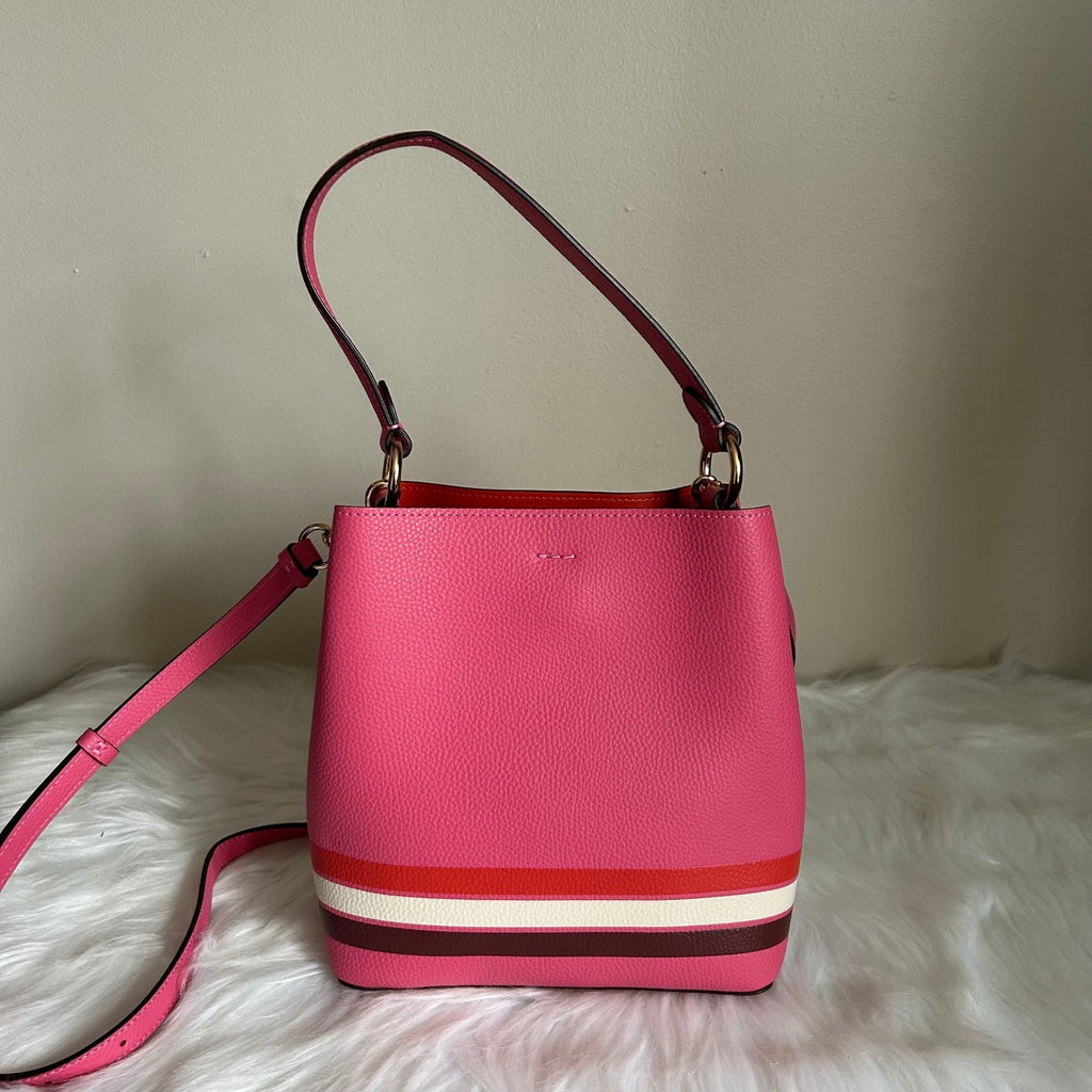 Coach Small Town Bucket Bag Confetti Pink Pebble Leather Shoulder Bag Excellent