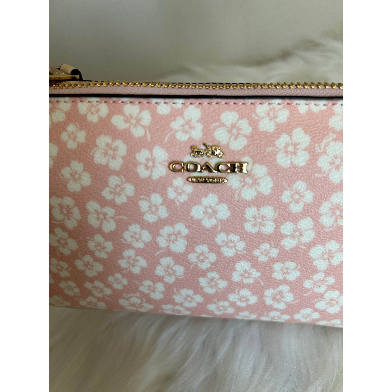 Coach Nolita 19 Pink White Floral Coated Canvas Shoulder Bag Excellent