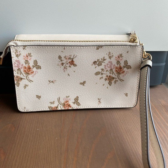 Coach Noa Pop-Up Messenger Chalk White Pebbled Leather Floral Excellent