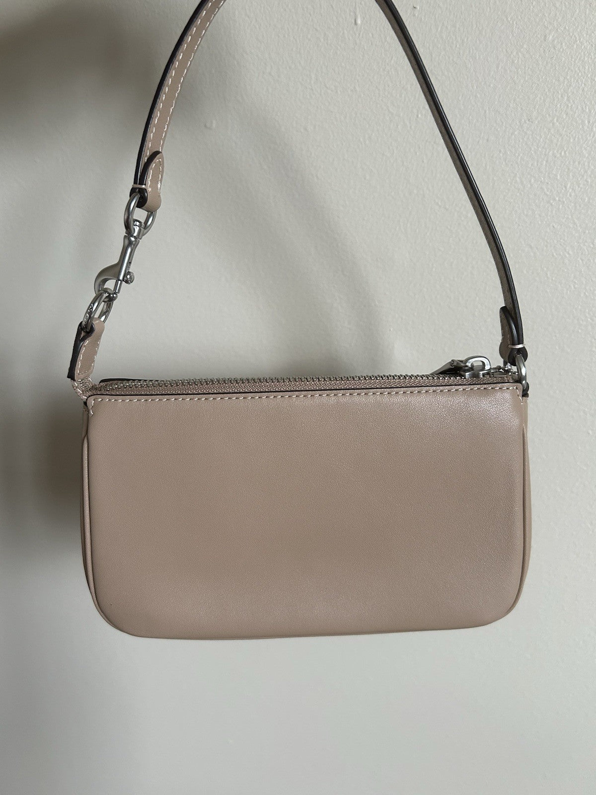 Coach Nolita 19 Taupe Leather Embossed C Logo Wristlet Handbag Bag C2321