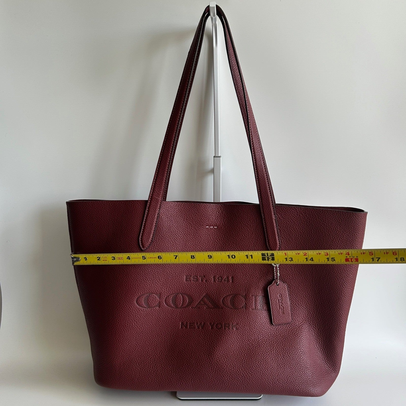 Coach Cameron Burgundy Pebbled Leather Tote Bag CC050 Excellent