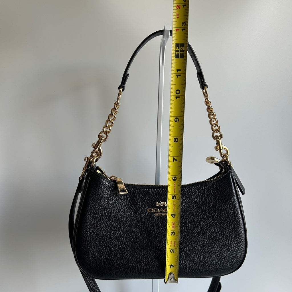 Coach Teri Black Pebbled Leather Shoulder Bag CV934 Excellent