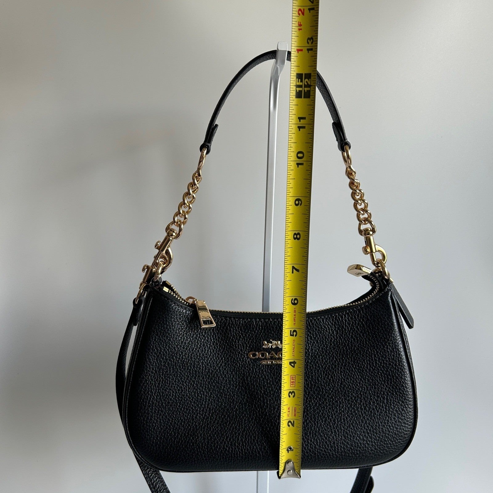 Coach Teri Black Pebbled Leather Shoulder Bag CV934 Excellent