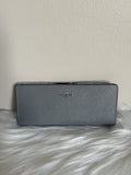 Coach Slim Wallet Granite Grey Crossgrain Leather New