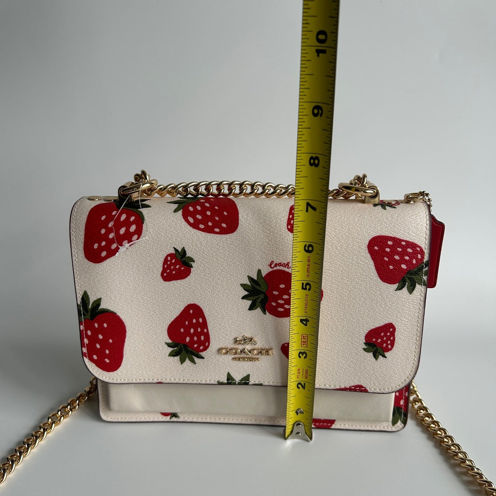 Coach Klare Crossbody Chalk White Strawberry Pebbled Leather Bag Excellent