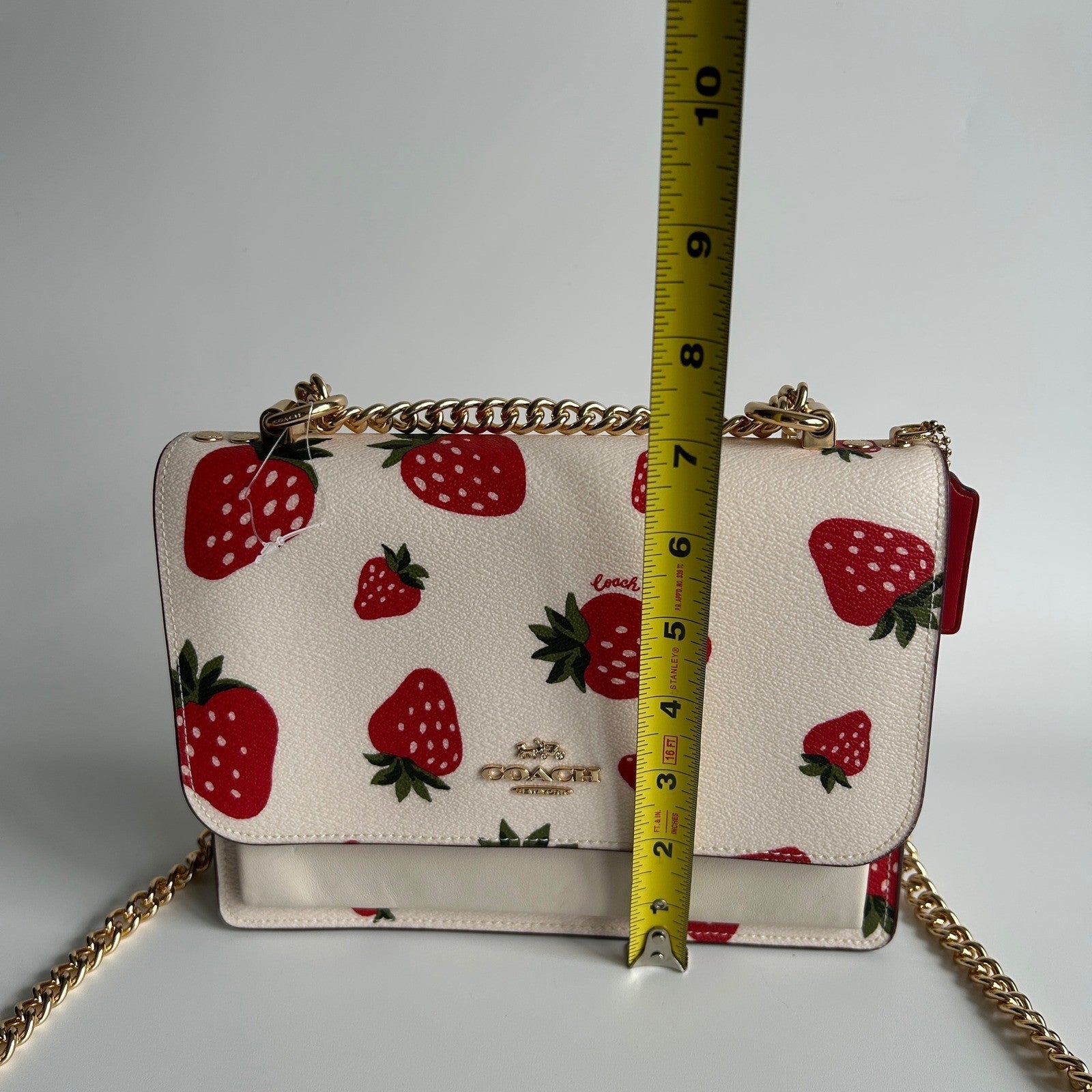 Coach Klare Crossbody Chalk White Strawberry Pebbled Leather Bag Excellent