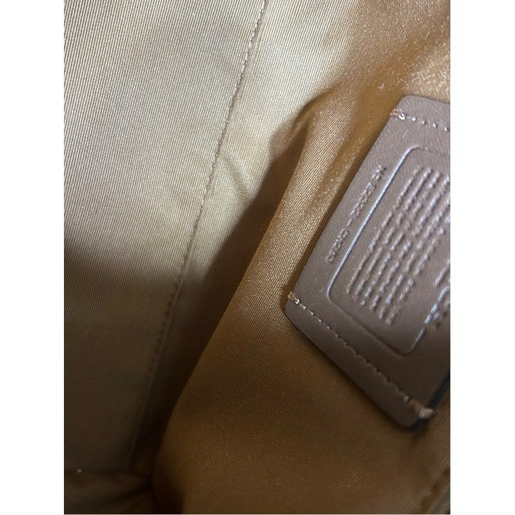 Coach Rowan Satchel Taupe Chalk White Pebbled Leather Bag Excellent