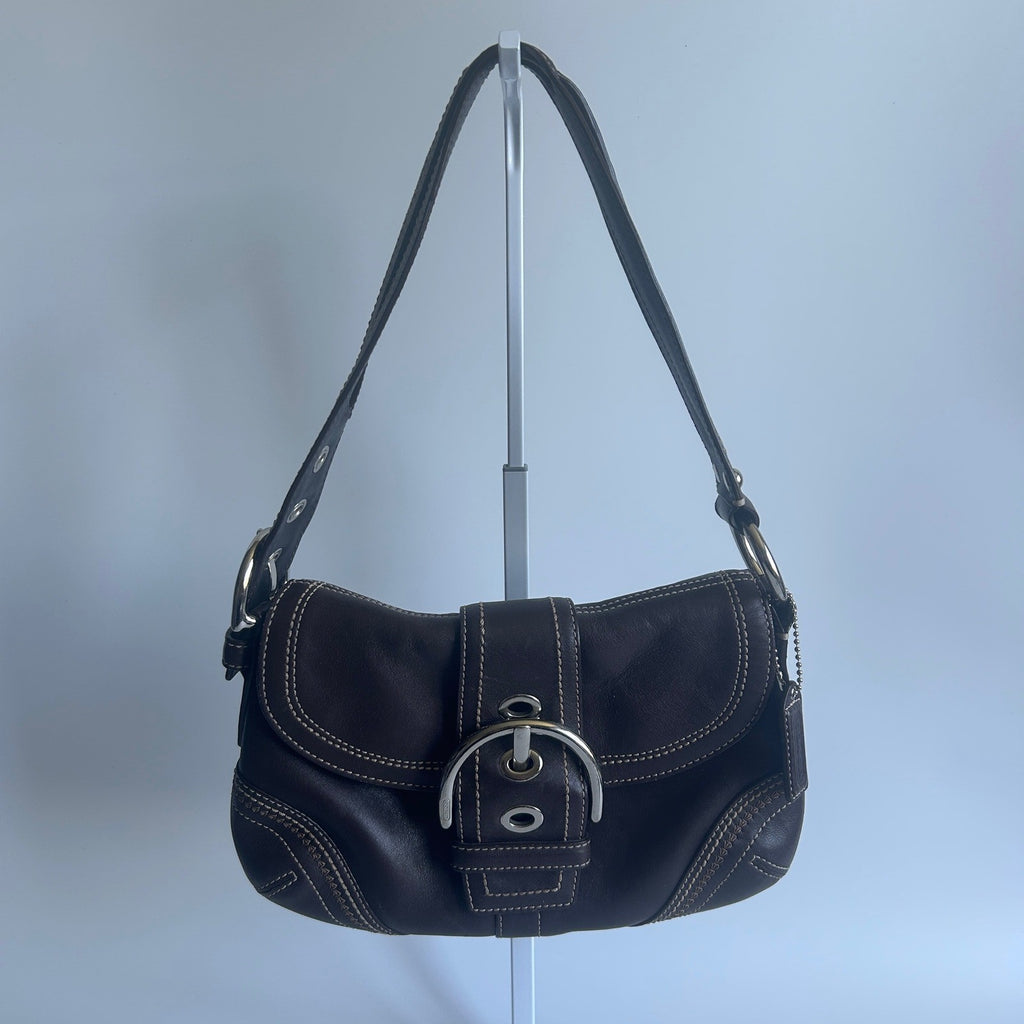 Coach Soho Chocolate Brown Pebbled Leather Shoulder Bag Excellent