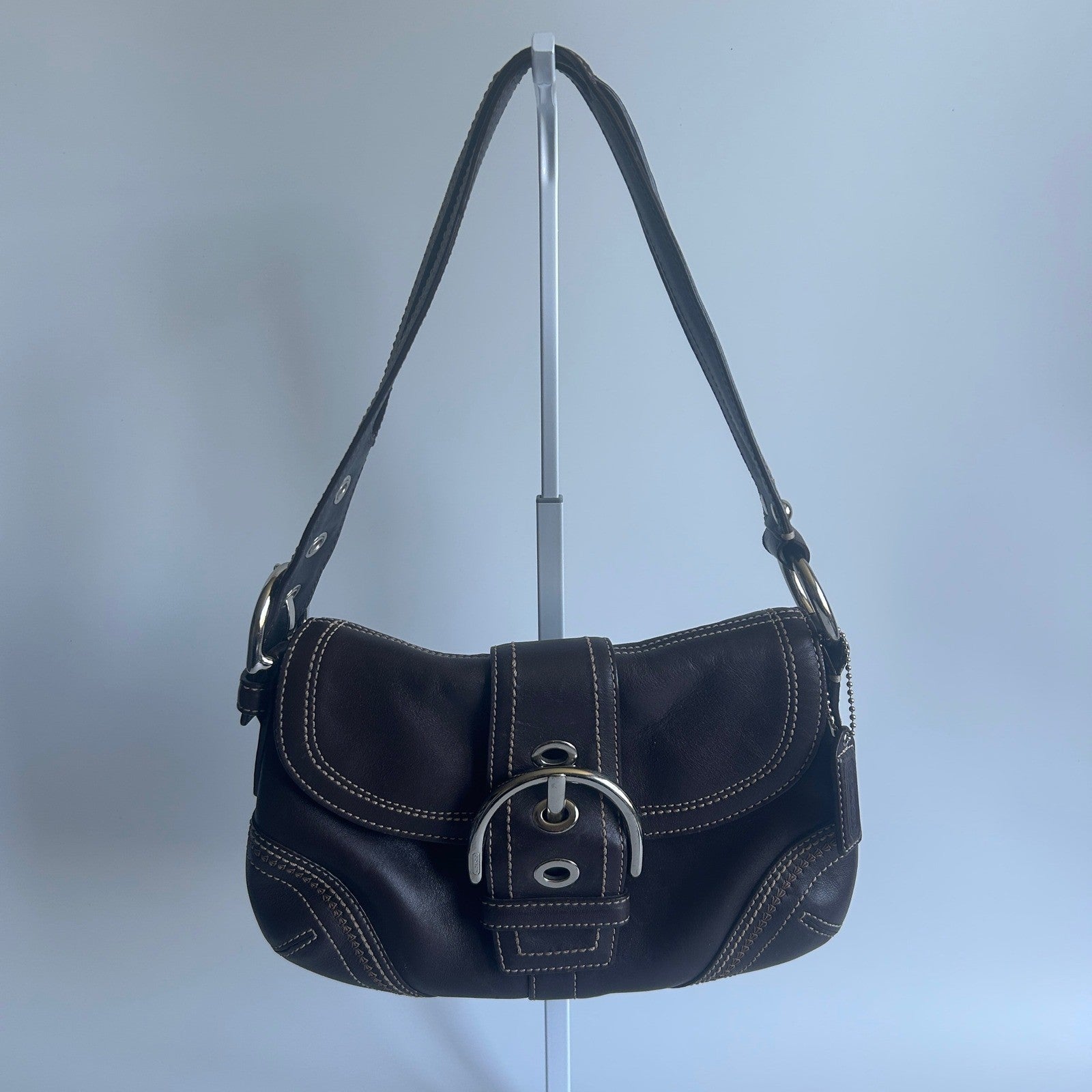 Coach Soho Chocolate Brown Pebbled Leather Shoulder Bag Excellent