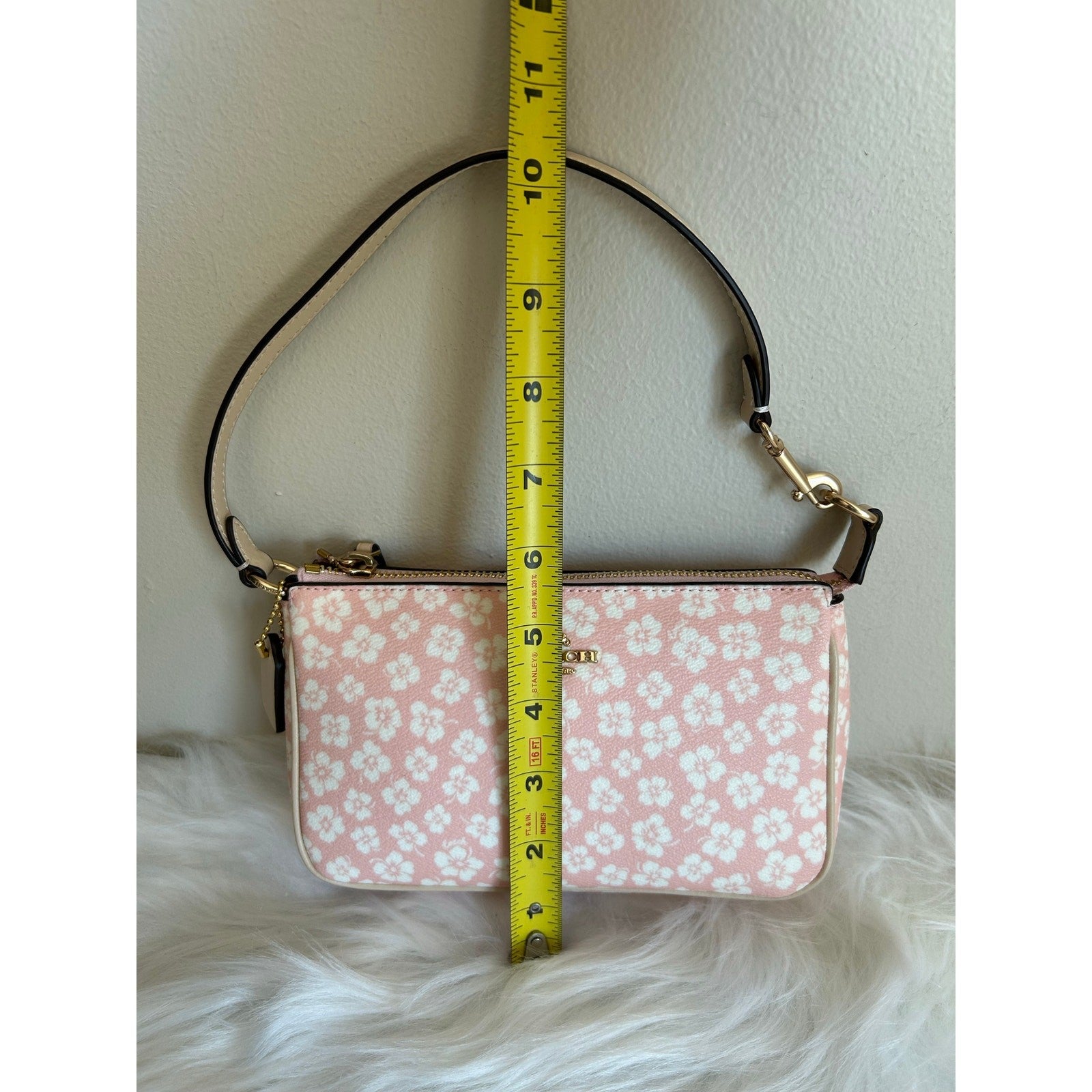 Coach Nolita 19 Pink White Floral Coated Canvas Shoulder Bag Excellent