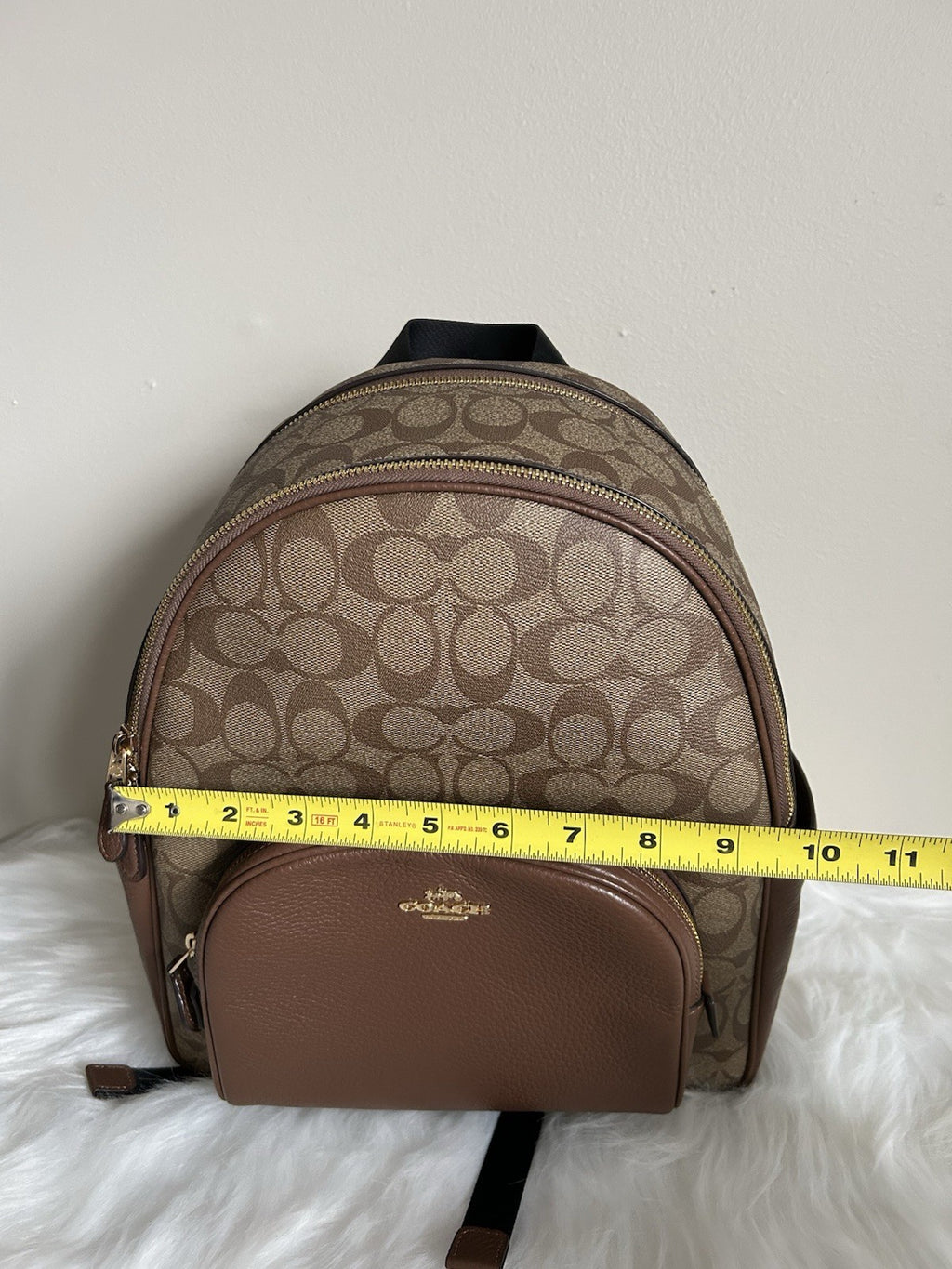 Coach Court Backpack Khaki Saddle Signature Canvas Leather 5671 Excellent
