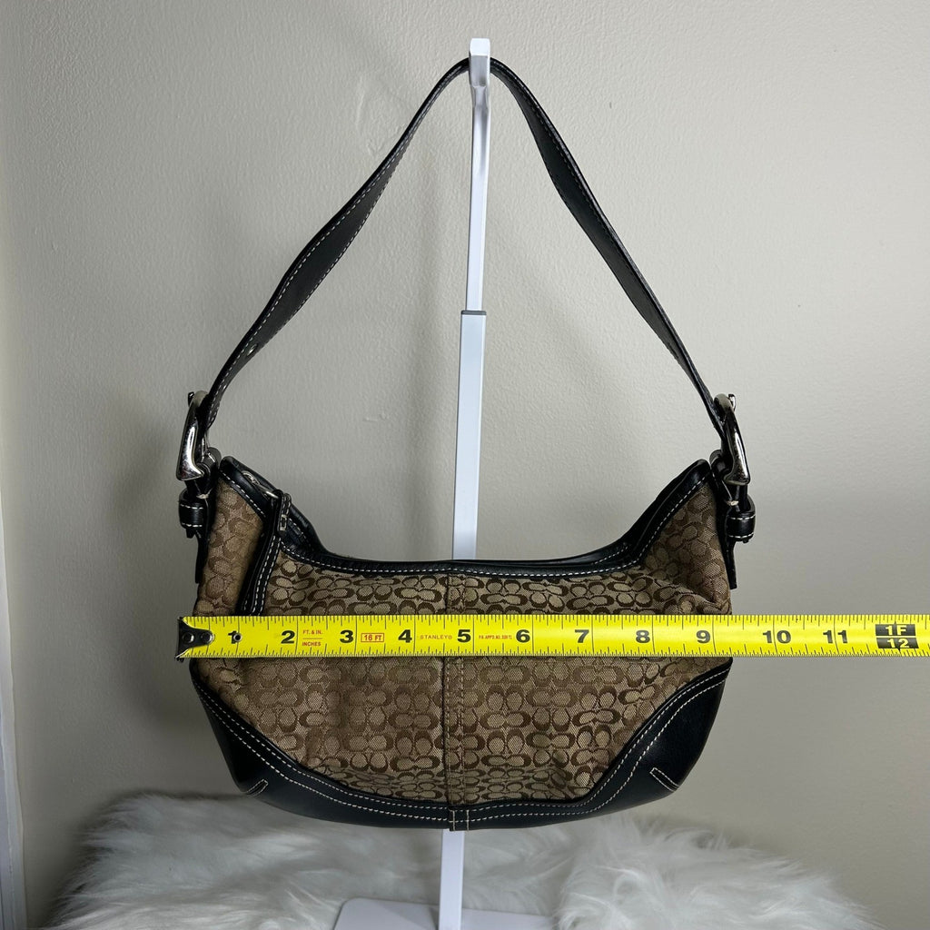 Coach Soho Signature Brown Black Canvas Leather Hobo Bag 6351 Excellent