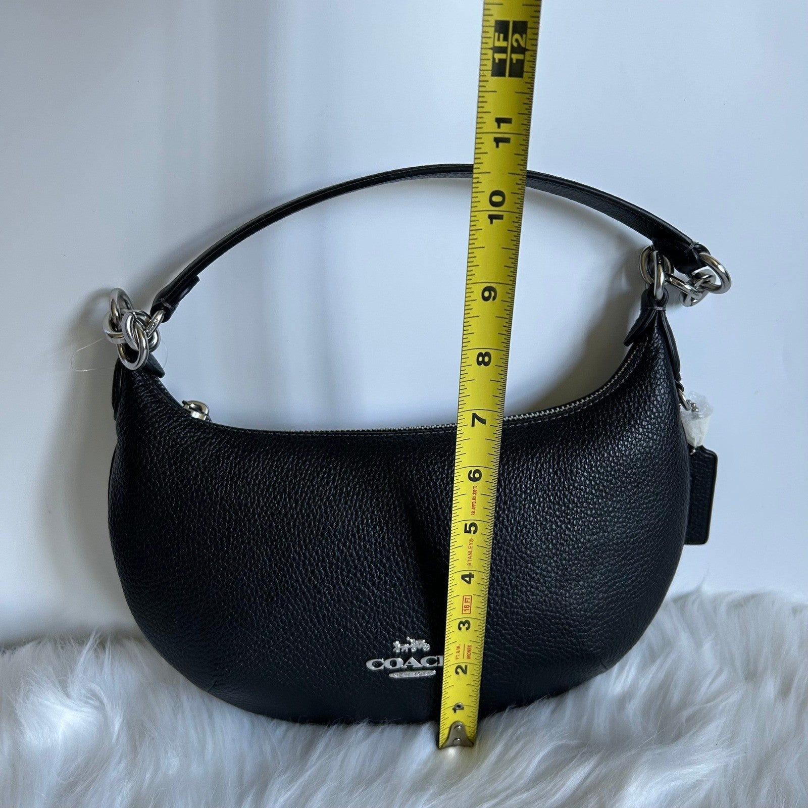Coach Payton Black Pebble Leather Shoulder Bag Excellent