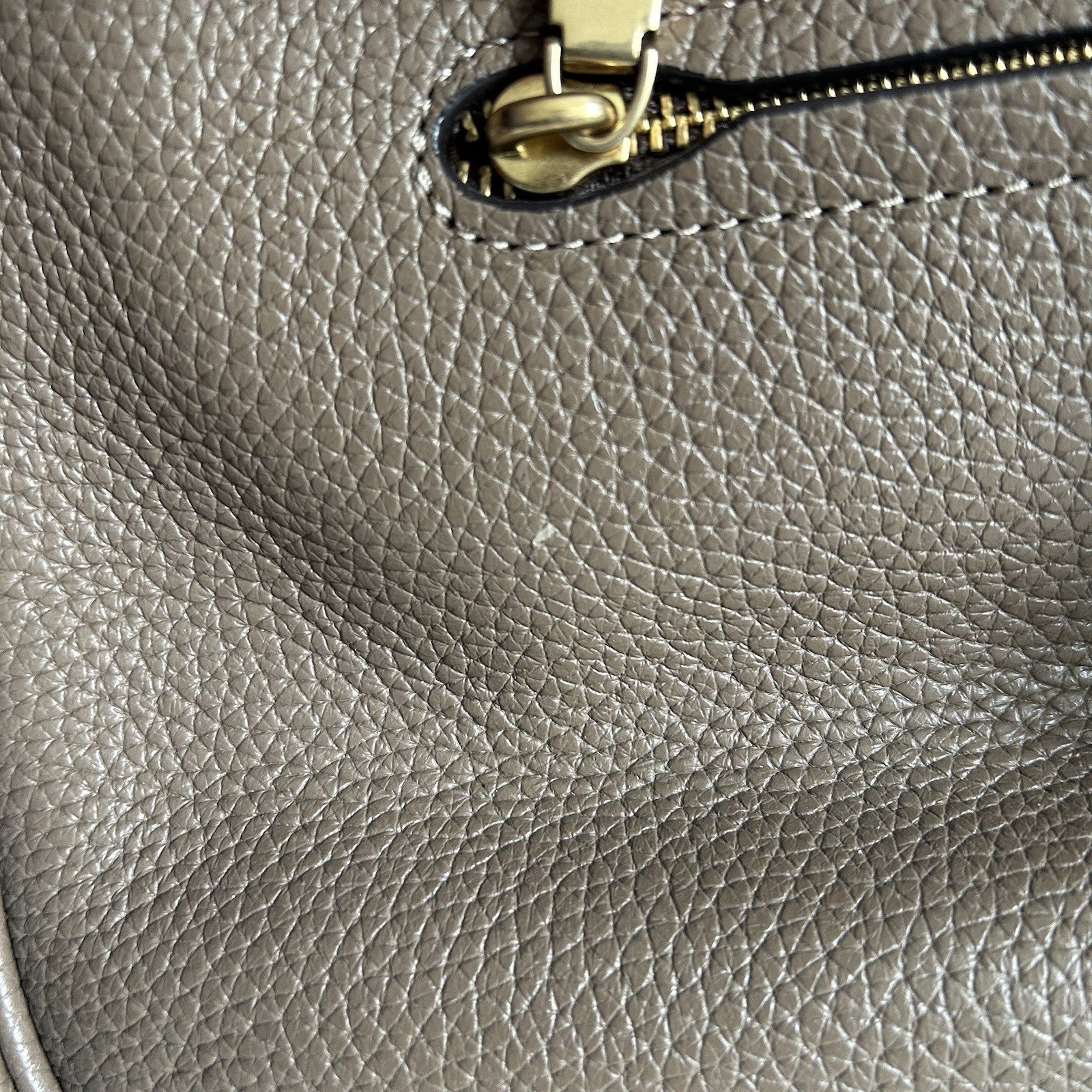 Coach Cary Dark Stone Pebbled Leather Shoulder Bag CC435 Excellent