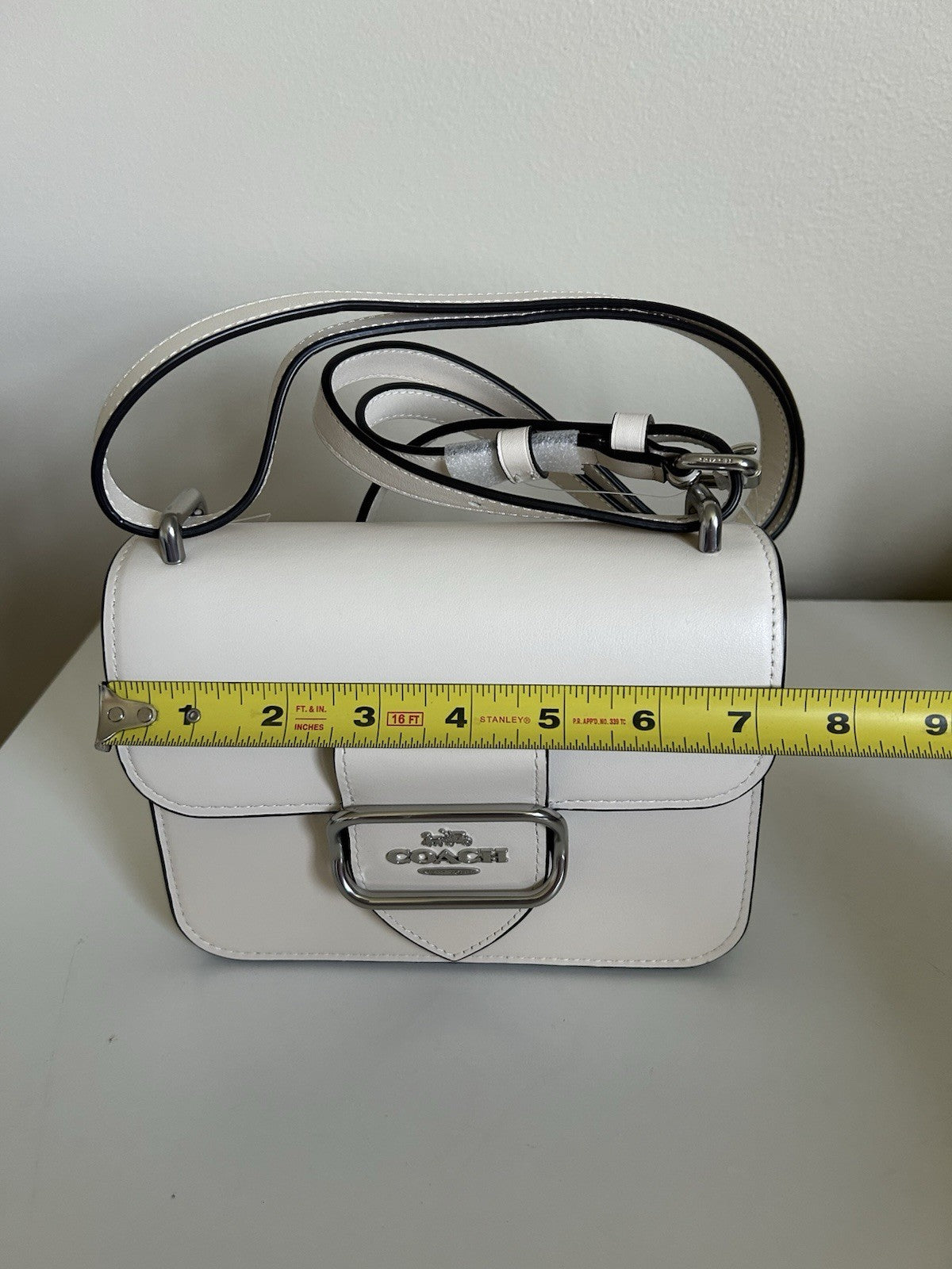 Coach Morgan Crossbody Bag Chalk White Leather Flap Shoulder Handbag CJ543