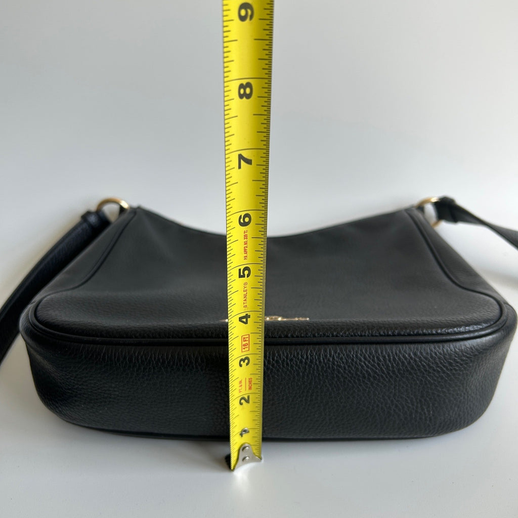 Coach Ellie File Bag Black Refined Pebble Leather Crossbody Excellent