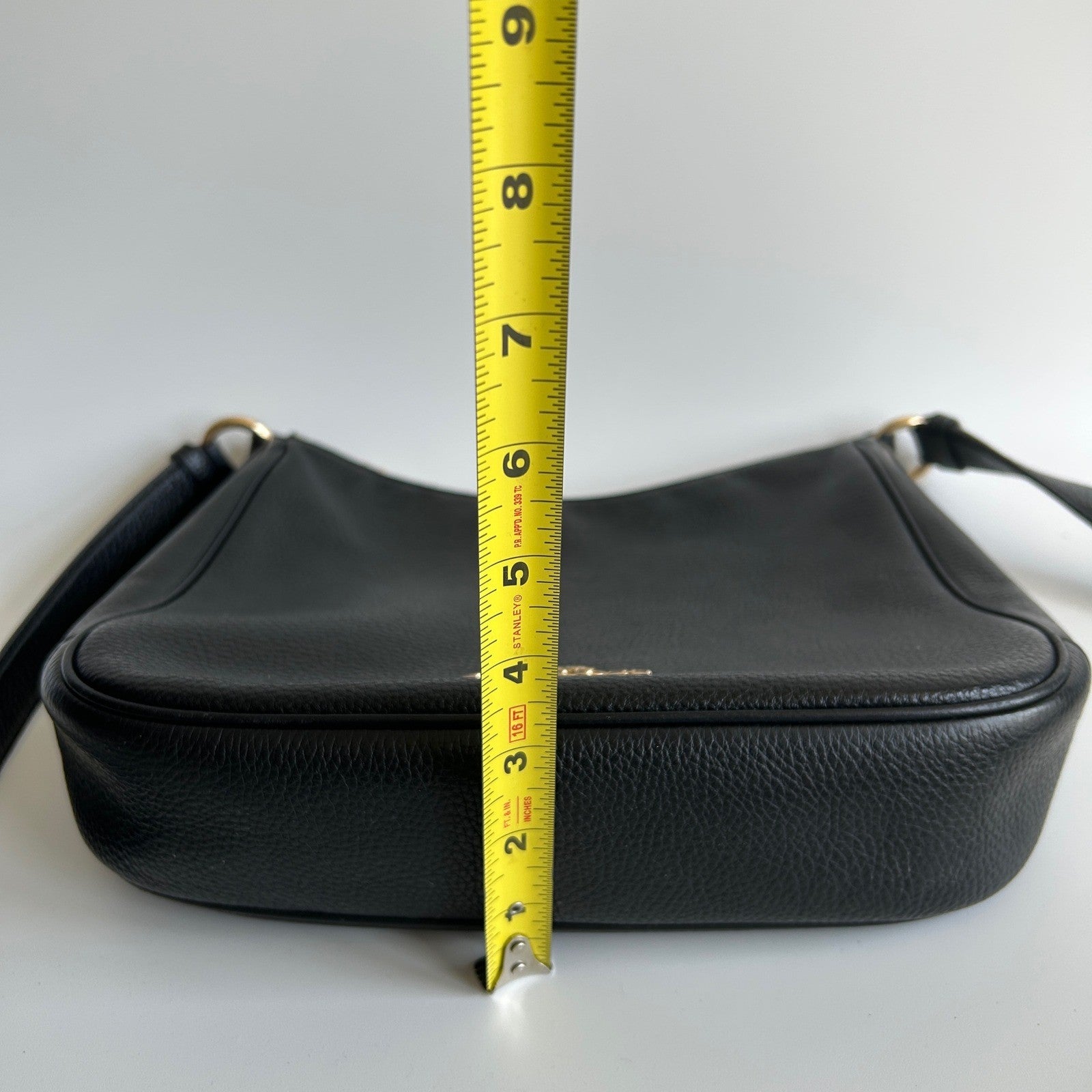 Coach Ellie File Bag Black Refined Pebble Leather Crossbody Excellent