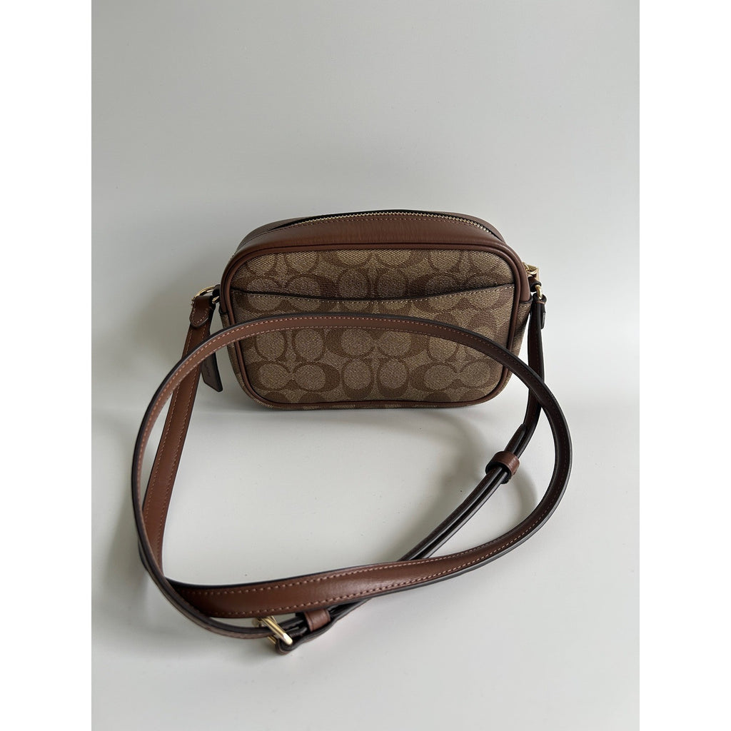 Coach Mini Jamie Camera Bag Brown Signature Canvas Crossbody Excellent
