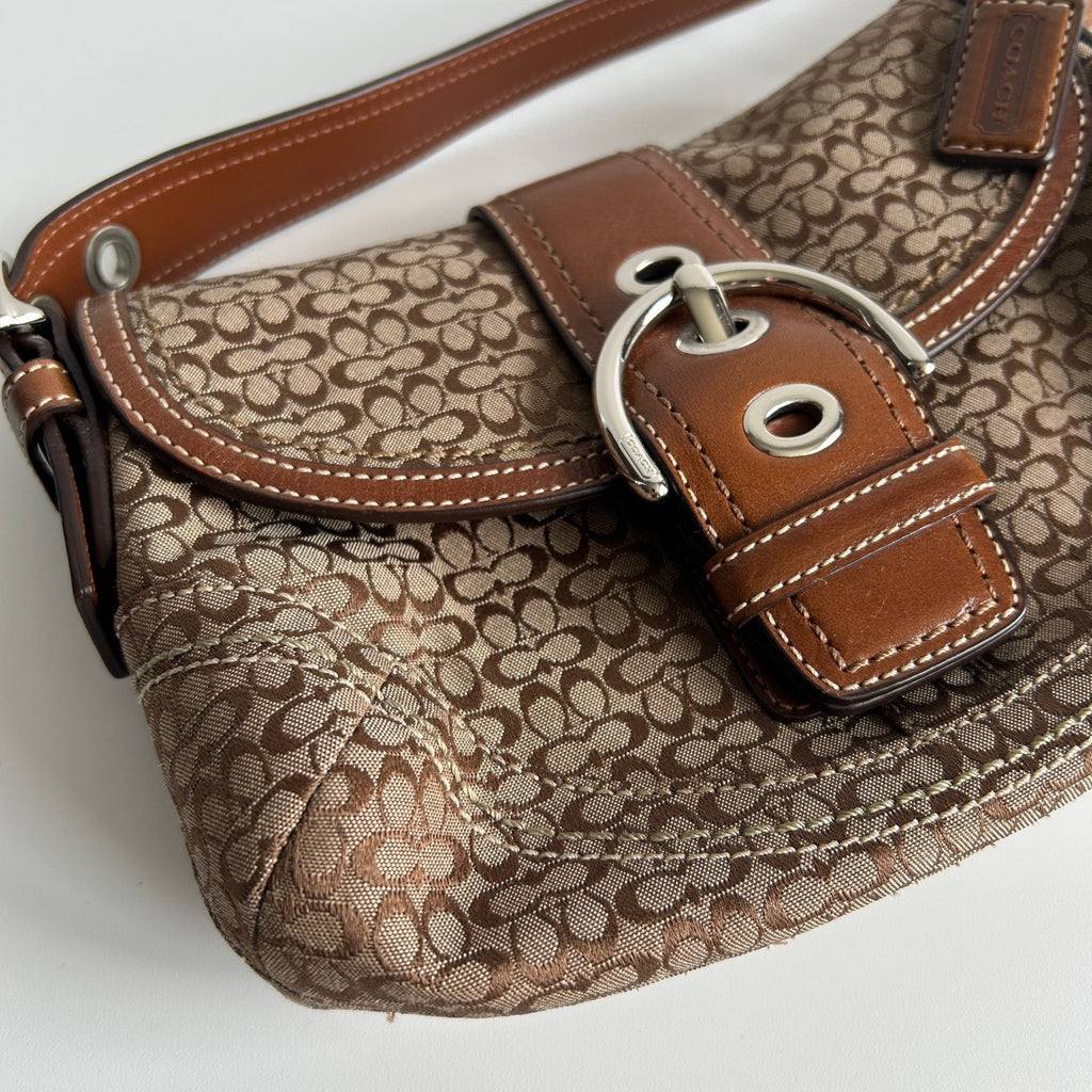 Coach Soho Signature Brown Canvas Leather Shoulder Bag EXCELLENT