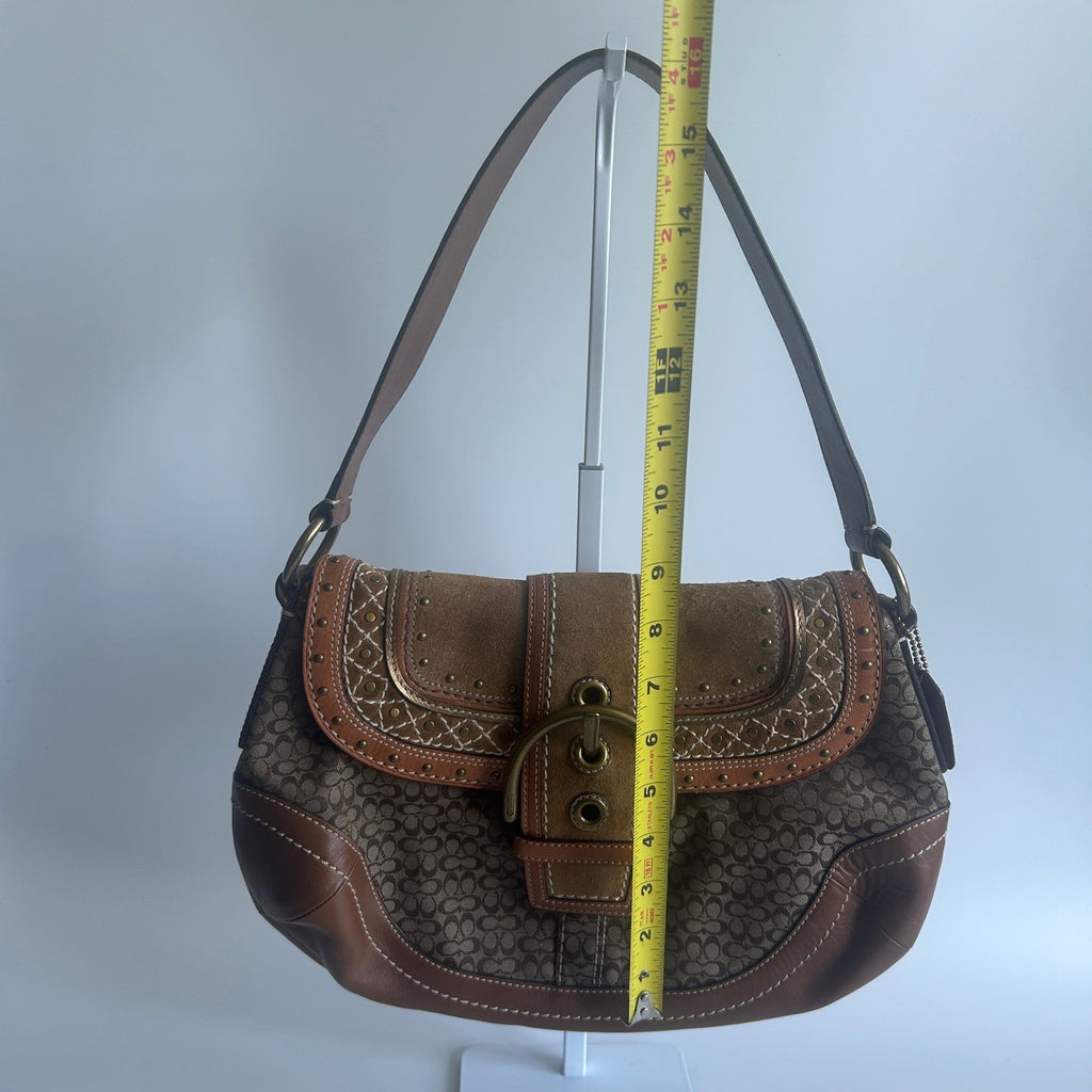 Coach Soho Signature Southwest Brown Canvas Leather Hobo Bag F11517 Excellent